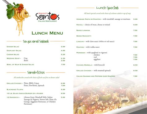 dominic santos|Menu for Dominic's Santos Italian Restaurant in Fairview Park, OH.